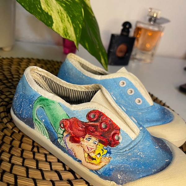 Hand painted Little Mermaid slipper