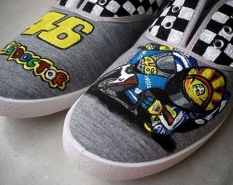 Hand painted Valentino Rossi sneaker/ Hand painted shoes