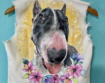 Chaqueta personalizada, pintada a mano, customizada MASCOTA