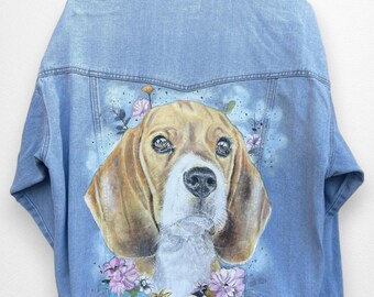 chaqueta pintada a mano, personalizada, customizada MASCOTA