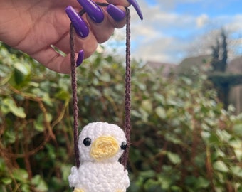 Crochet Duck on a Swing - Car Mirror Hanger