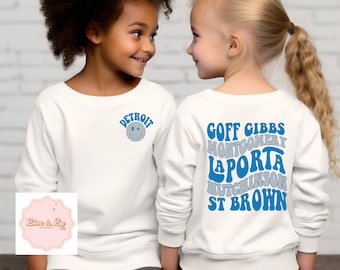 Youth Players Detroit Lions CrewNeck, Unisex Sizing, Sweater, Detroit Grit, Children’s Tops, Boys Lions Crew, Girls Lions Tee, Toddler Lions