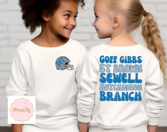 Youth Players Detroit Lions CrewNeck, Unisex Sizing, Sweater, Detroit Grit, Children’s Tops, Boys Lions Crew, Girls Lions Tee, Toddler Lions