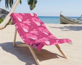 Cowgirl Beach Towel, Western Print, Pool Towel, Pink Girly Pool Beach Towel, Shower Towel, Fun, Girly, Gift