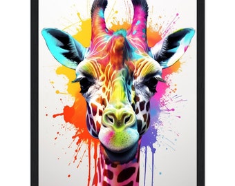 Giraffe Wall Art Framed Poster Easter Gift Animal Nature Art Abstract Print