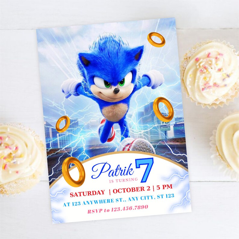 Editable Sonic Birthday Invitation for boy Sonic The Hedgehog Birthday Invite Sonic Kids Party Invite Sonic Knuckle and Tails Invitation zdjęcie 6