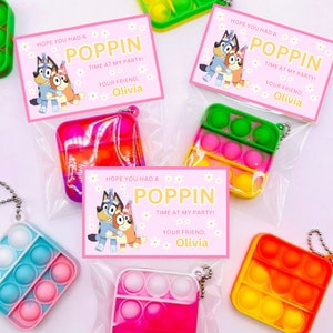 Bluey Poppin Tag Party Bluey Pop Fidgety Tag Bag Party Favors Bluey Girl Poppin Topper Bag Label Treat Bag Bluey Girl Gift Party Bluey BB04