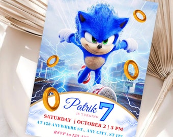 Invito di compleanno di Sonic modificabile per ragazzo Invito di compleanno di Sonic The Hedgehog Invito alla festa di Sonic Kids Invito di Sonic Knuckle e Tails