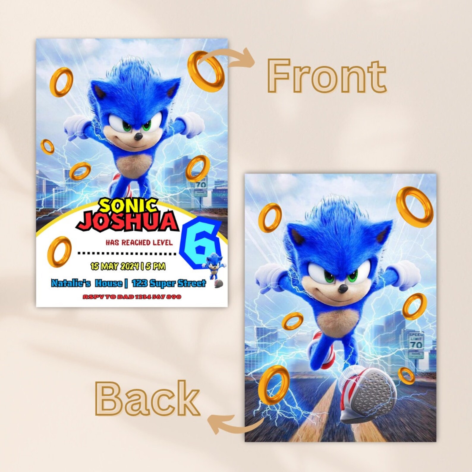 Sonic Invitation for Boy Editable Sonic the Hedgehog Birthday Invite ...