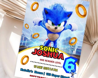 Faire-part Sonic pour garçon, invitation d'anniversaire Sonic l'hérisson modifiable, Invitation fête d'enfants Sonic, Faire-part Sonic Knuckle and Tails