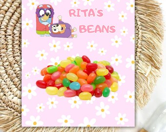 Ritas Beans Bluey Partygeschenke für Mädchenparty, Bluey-Hund-Thema, Mädchen-Geburtstags-Leckerei-Pakete, Bluey-Girl-Geschenkparty, Bluey und Bingo BB04