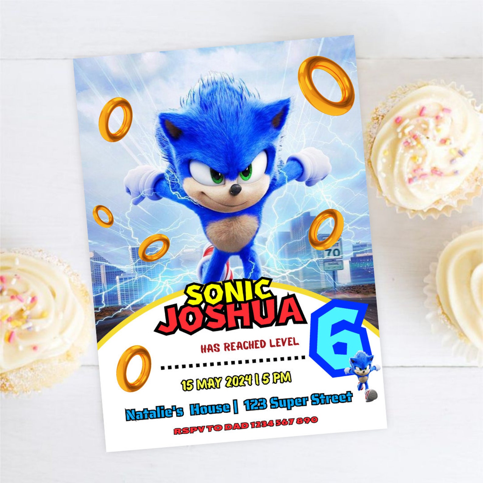 Sonic Invitation for Boy Editable Sonic the Hedgehog Birthday Invite ...