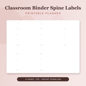 Classroom Binder Spine Labels, Editable Color Coded Labels for Teachers, Printable Instant Digital Download PDF