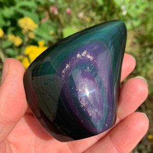 Magnificent and rare Free Form Heavenly Eye Obsidian with a touch of silver obsidian