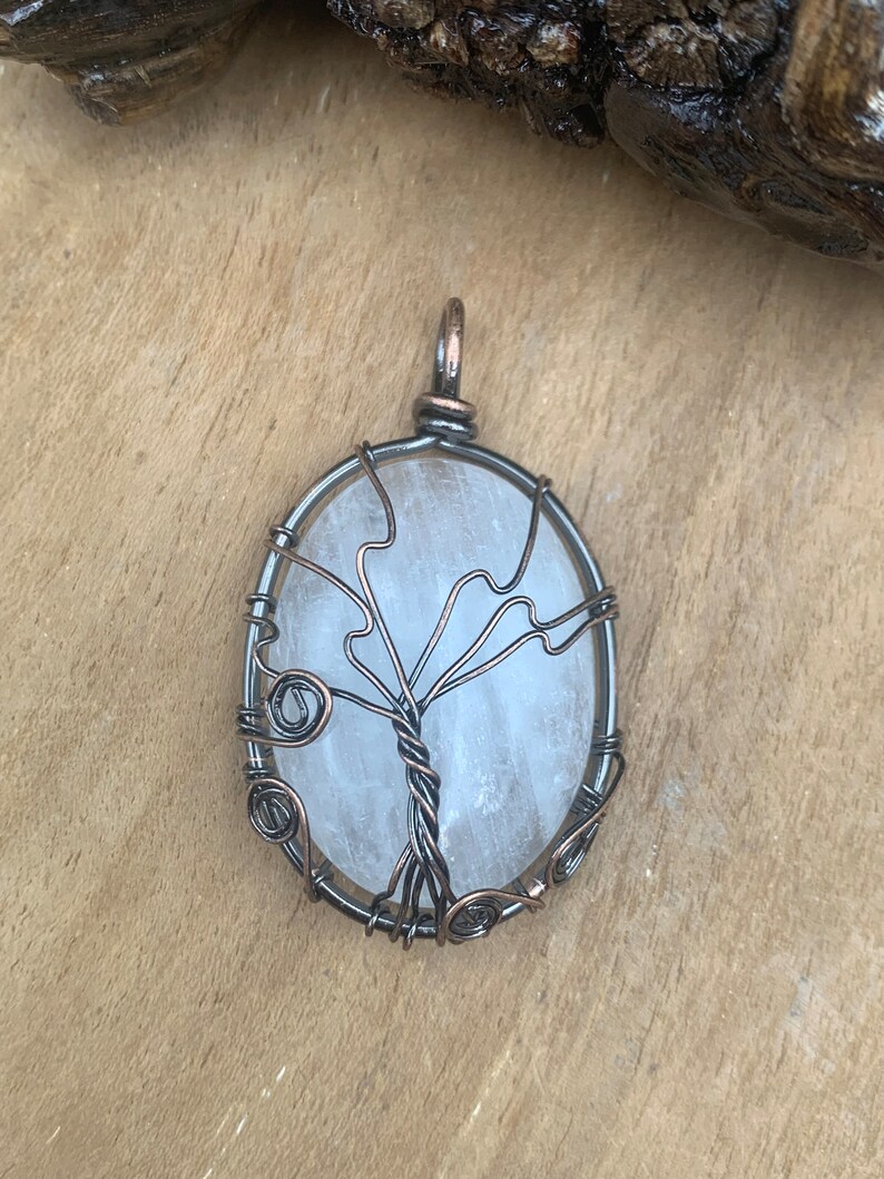 Oval Rock Crystal Pendant With Braided Tree of Life Etsy Australia
