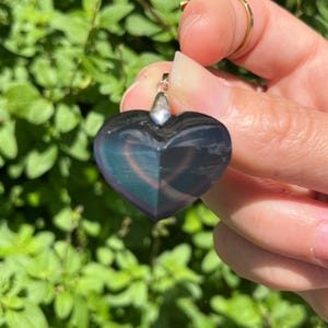 Magnifique Pendentif Cœur en Obsidienne Œil Céleste
