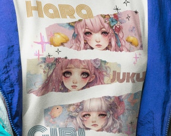 Japanese cute girl graphic t-shirt anime style look tee Harajuku girl street wear Cute shirt gift for Japan lover friend