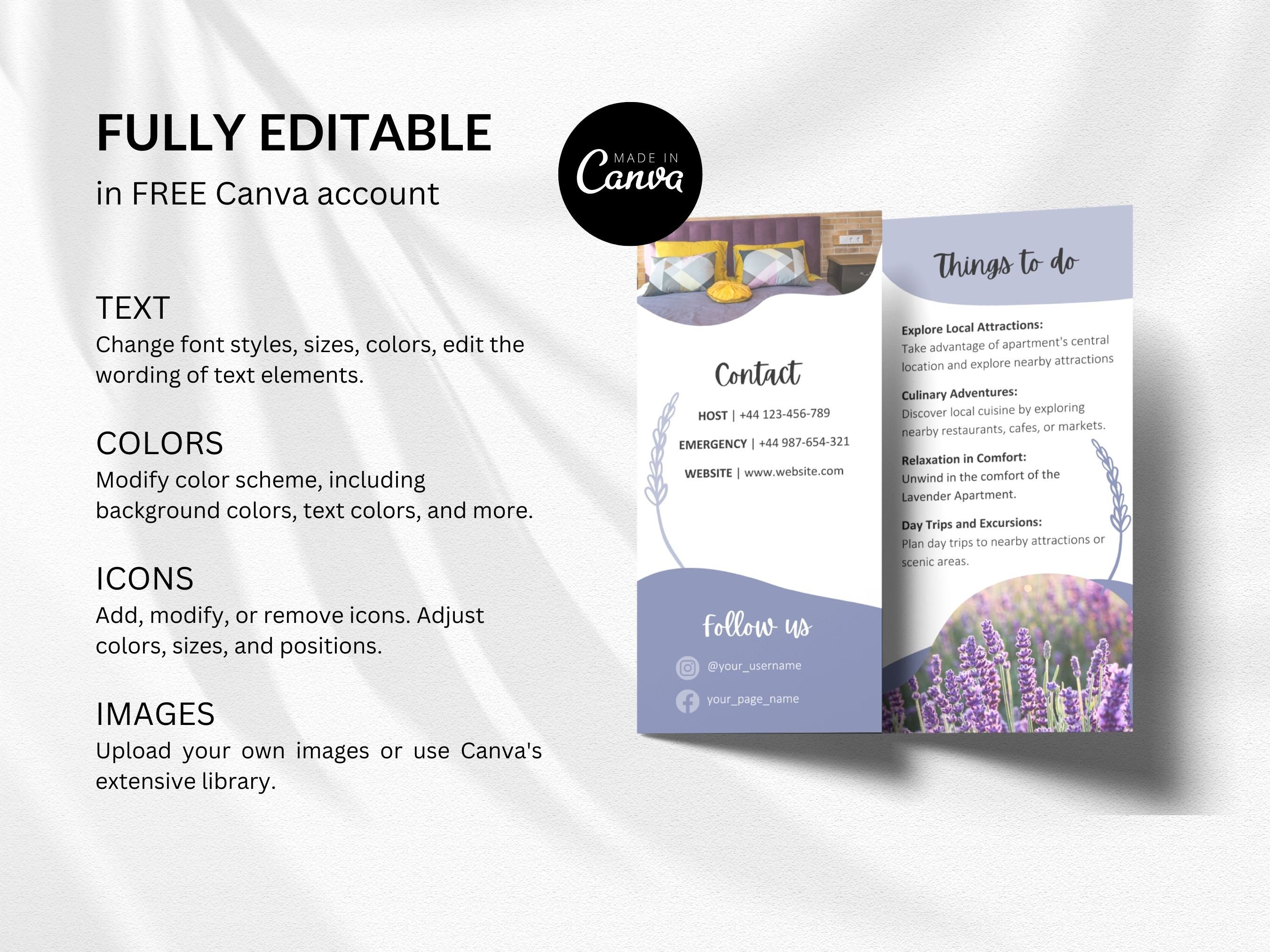 Airbnb Trifold Broshure Template Editable Trifold Template Host