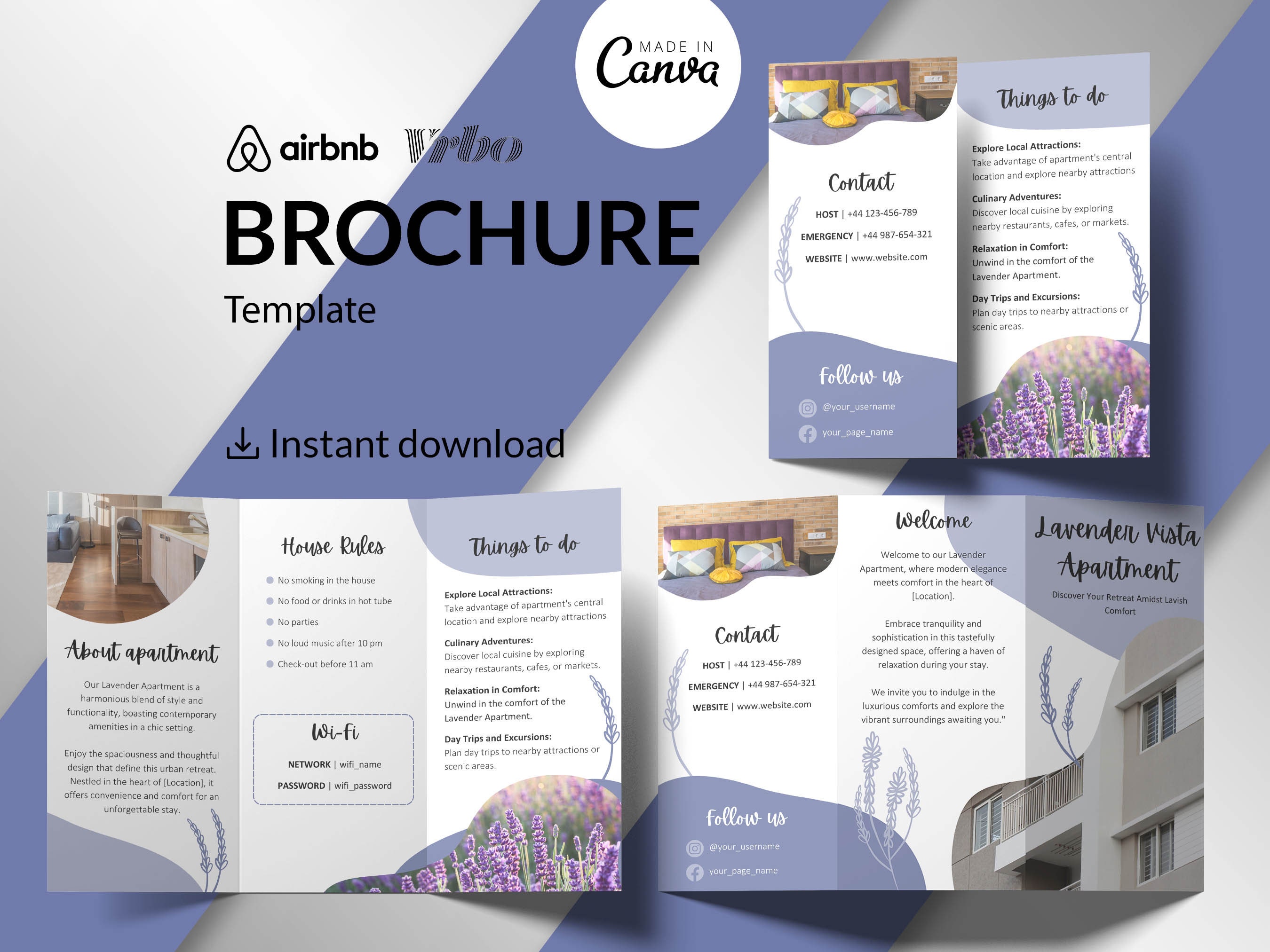 Airbnb Trifold Broshure Template Editable Trifold Template Host