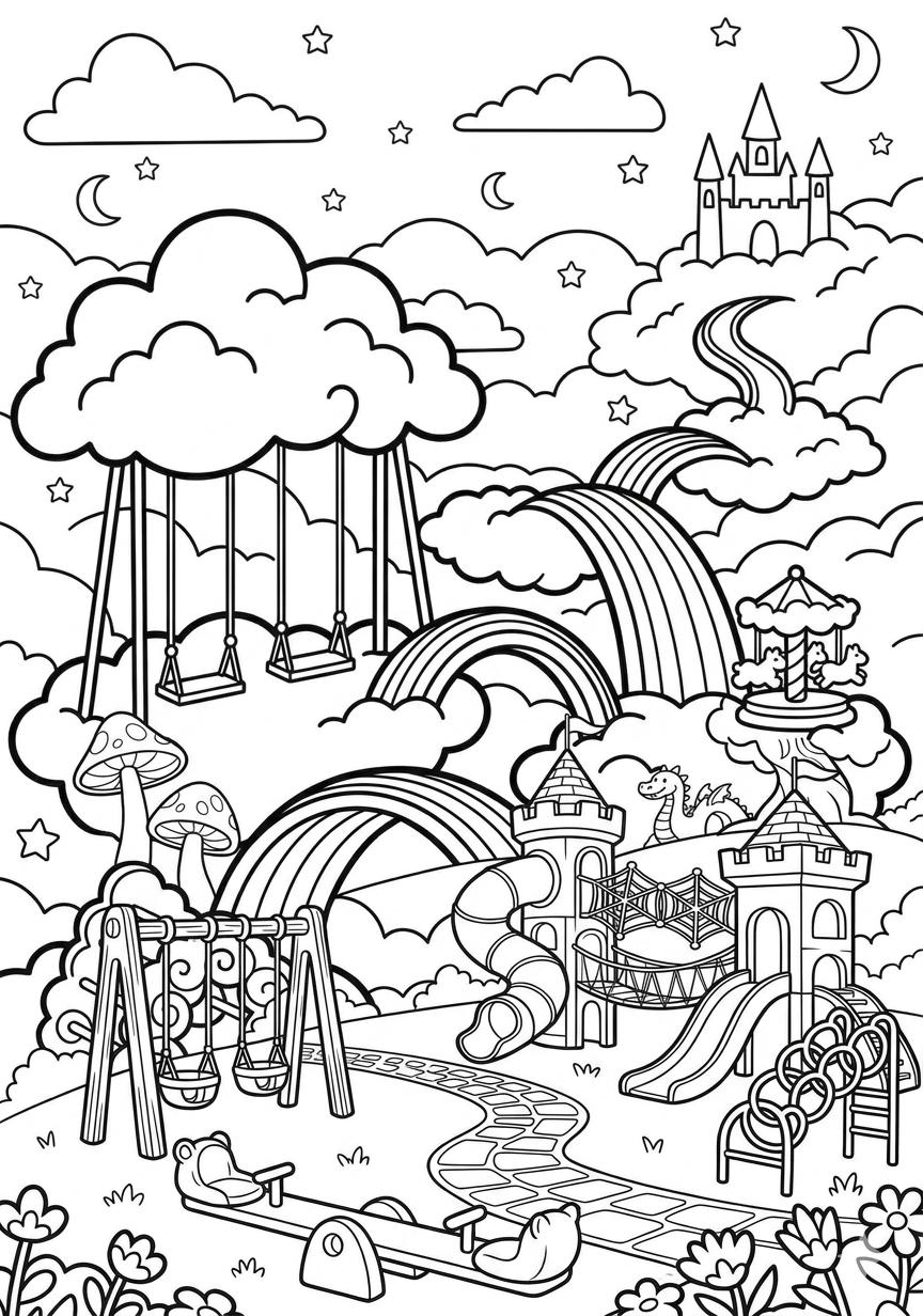 42 Unique Fairy Tale Crafts for Kids Perfect for Craft Time 21 Kids Fantasy Playground Colouring 40 Pages, Magical Castle & Rainbow…
