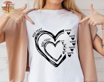 Personalisierte Oma Geschenk SVG PNG | Benutzerdefinierte Enkel Namen Shirt Design | Muttertag Familie Herz T-Shirt Aufkleber digitaler Download
