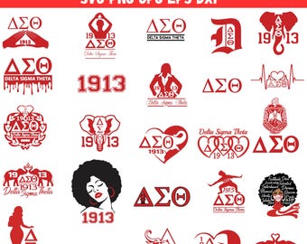 Delta Sigma Theta SVG Bundle, DST Sorority 1913 Designs, Elephant & Pyramid PNG, Greek Letter Clipart for Cricut, Sublimate Digital Download