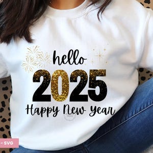 Hallo 2025 gelukkig nieuwjaar png, goud en zwart glitter nieuwjaarssublimatieontwerp, nieuwjaarsshirt, nieuwjaarsfeestje png, nieuwjaar 2025 png.