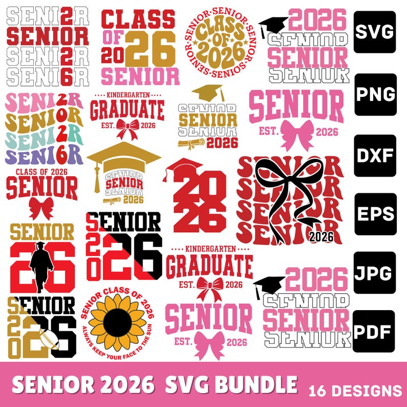 Senior Class 2026 SVG Bundle – Graduation Designs (digital Download ...