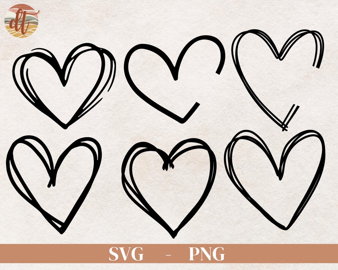 Heart SVG Bundle, Love Heart Clipart, Hand Drawn Hearts Svg, Wedding ...