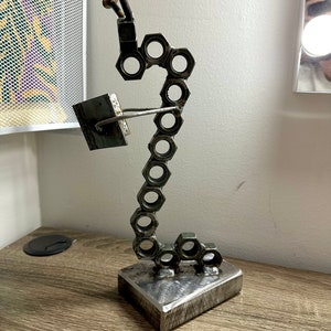Metal Bookworm Sculpture | Industrial Nut and Bolt Art | Book Lover ...