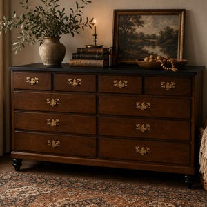dark brown vintage dresser Vintage/Antique Dark Brown Wood Dresser