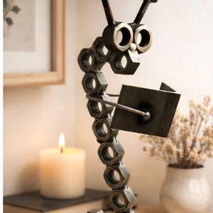 Metal Bookworm Sculpture | Industrial Nut and Bolt Art | Book Lover ...