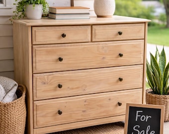 Solid Pine Dresser | Rustic Wood Dresser | Farmhouse Chest | Natural Wood Furniture | 4 Drawer Dresser