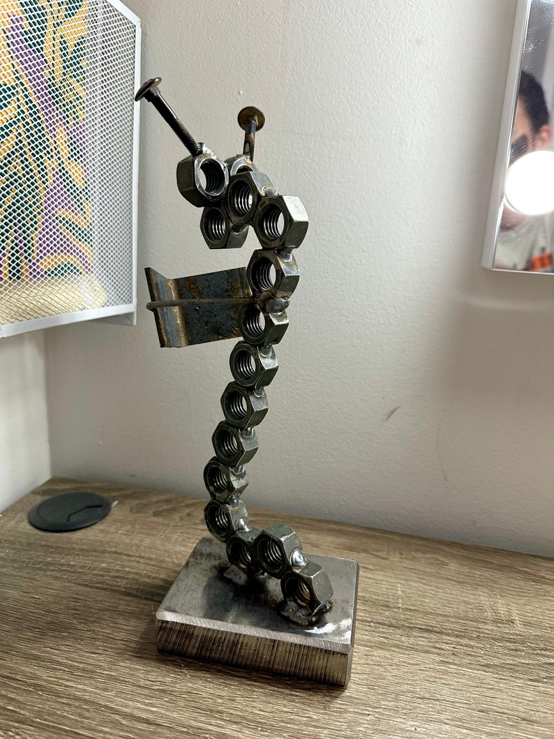 Metal Bookworm Sculpture | Industrial Nut and Bolt Art | Book Lover ...