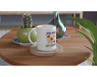 Witte keramische "you won my heart" mok van 11oz