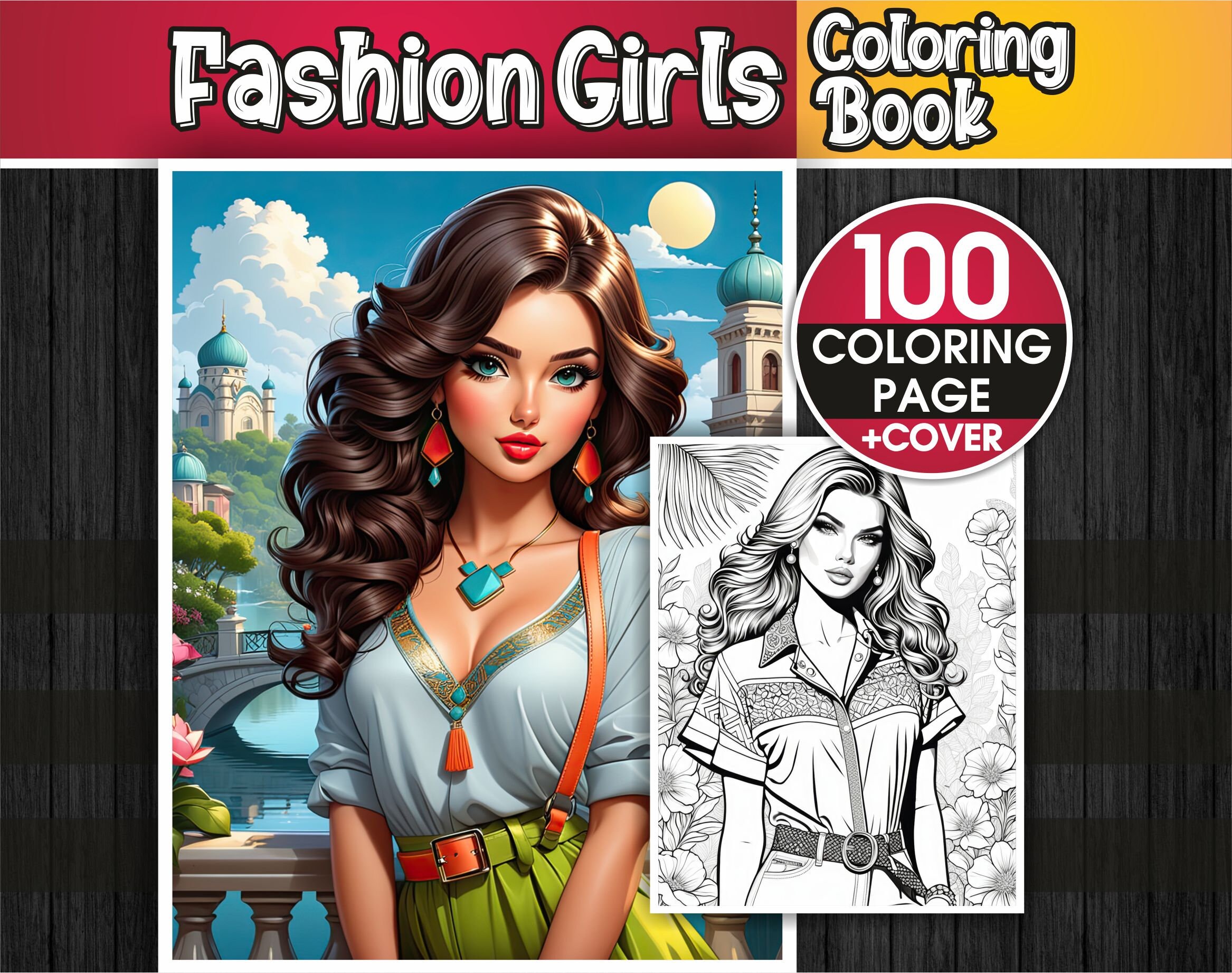 Fashion Girls Coloring Book – 100 Fashion Girls Coloring Pages - Instant Download Coloring Book ...