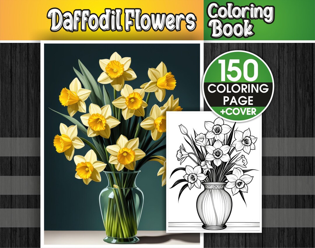 Daffodil Flowers Coloring Book - 150 Printable Pages (PDF + JPG) - Etsy