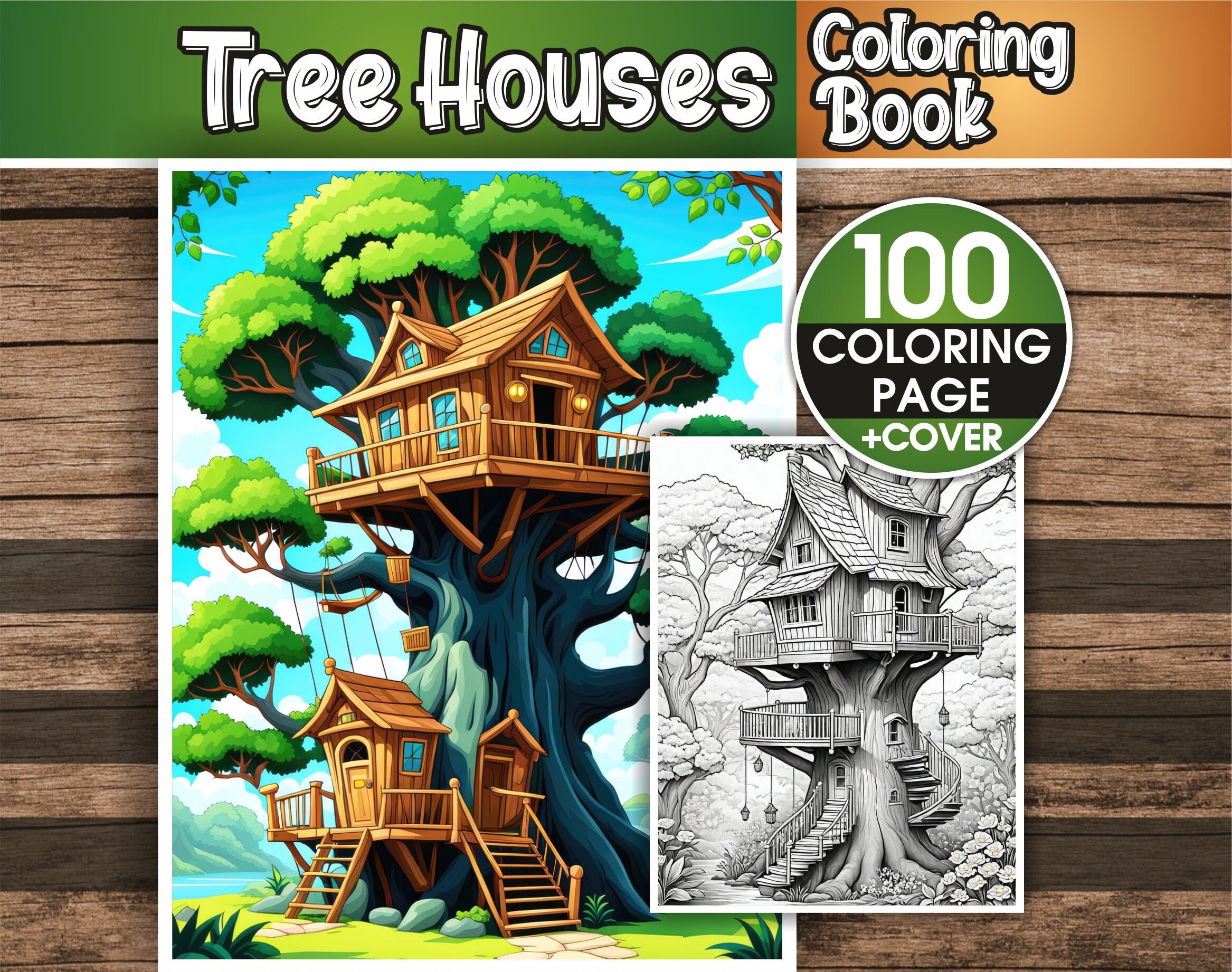 Tree Houses Coloring Book 100 Tree Houses Coloring Pages for Adults