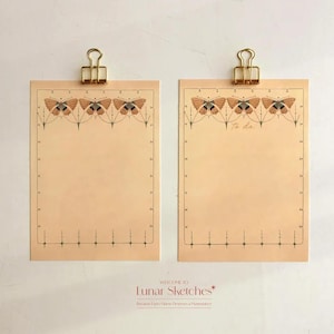 May include: Two beige notepads with butterfly illustrations and the words "To do" are held by gold binder clips. The notepads are decorated with a butterfly design at the top and a dotted line pattern at the bottom. The text "Welcome to Lunar Sketches" is at the bottom.