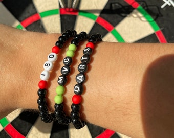 Dart Darts Armband Perlenarmband 180 Herrenarmband Sport Schwarz Grün Game Zubehör Geschenk Geschenkidee Bulls Eye Double Tripple MVG