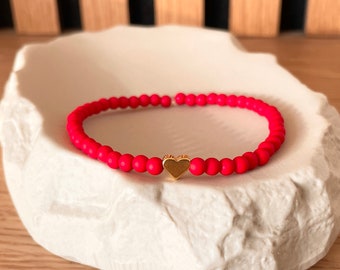 Perlenarmband Valentinstag Armband Perlen Geschenk Liebe Herz Rot Schmuck Damenschmuck Accessoires Beziehung