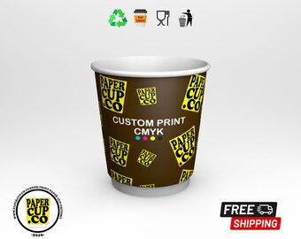 Custom Printed 8oz Double Wall Paper Cup (without lids)