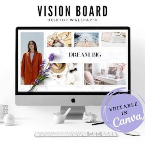 Sfondo desktop Vision Board, modello Canva, modello Moodboard
