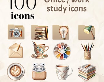 100 Icons Work Office and Study icons, desktop folder icons, Mac and Windows, PC