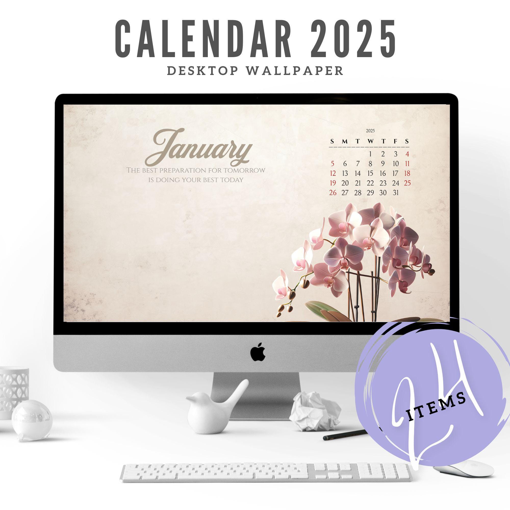 2025 Calendar Desktop Wallpaper for PC, iMac & Macbook - Stylish Digital Background