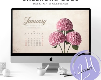 2026 Calendar Desktop Wallpaper for PC, iMac & MacBook | Floral Digital Background