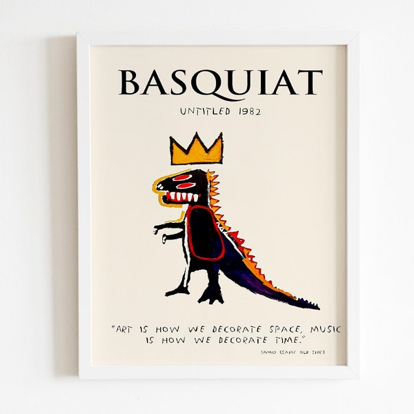 Affiche de Jean Michel Basquiat 1982, art Jean Michel Basquiat, art mural peintre américain, impression d'art célèbre dinosaure Basquiat, décoration de chambre d'enfant