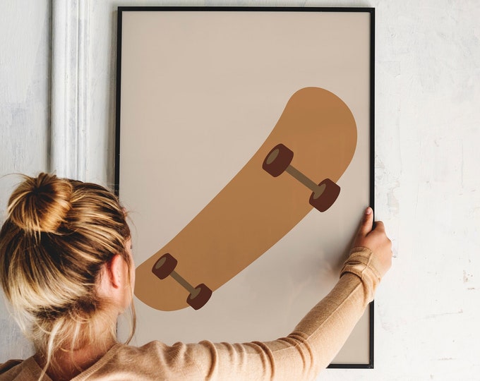Skateboard Poster, Skateboard Wall Art, Skateboard Minimalist, Skateboard Art Posters, Skateboard Gift, Color Options Skateboard Art
