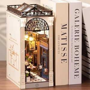 DIY Book Nook Kit, Book Nook Kits for Adults Arcade Dating, DIY Miniature Dolls House Kit, 3D Wooden Puzzle Bookend, Bookshelf Decor Gift