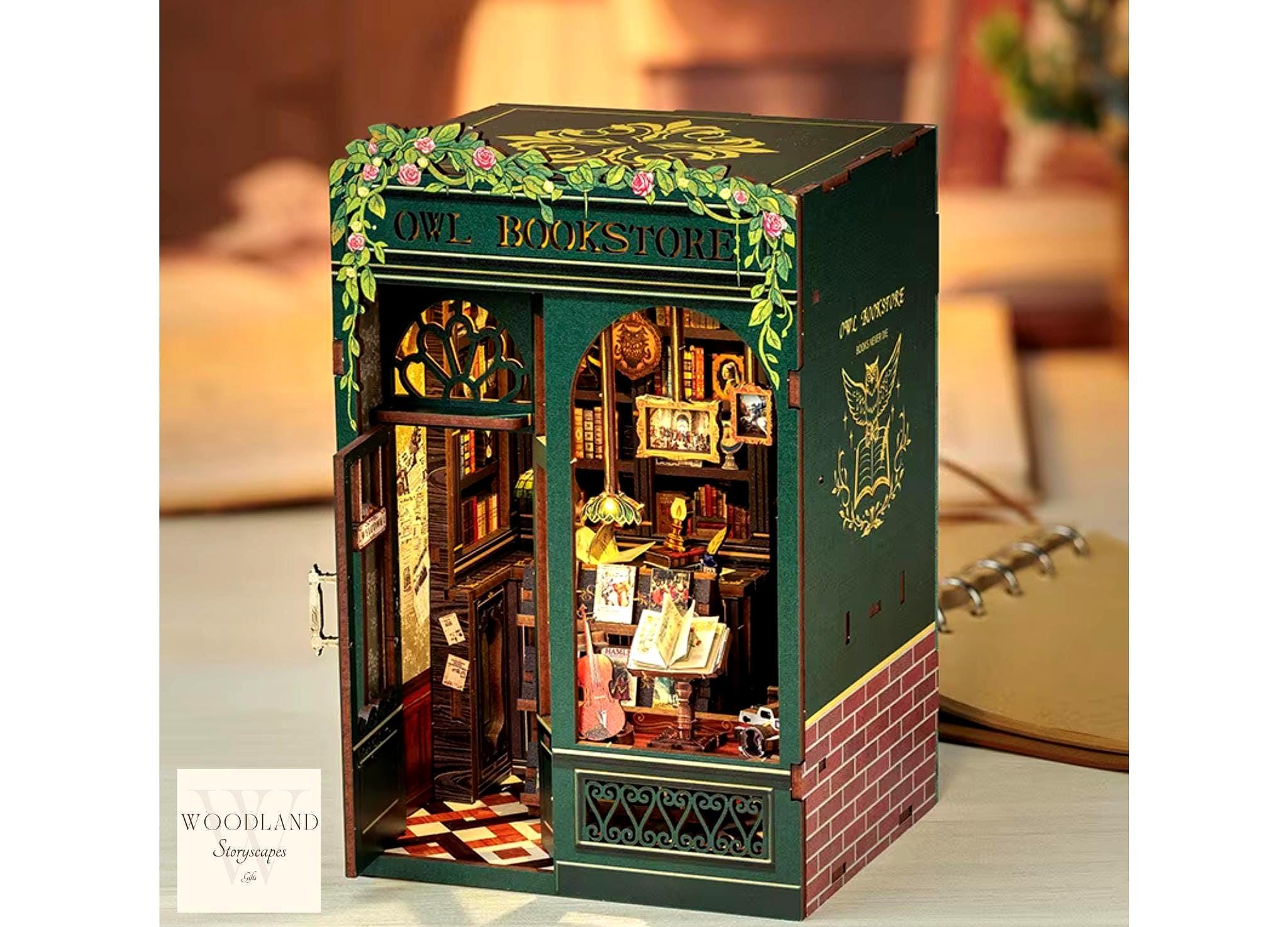 DIY Book Nook Kit – Owl Bookstore | Cozy Miniature Bookshop for Book Lovers & Gift Givers 